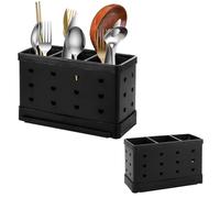 YOUNTHYE Confezione da 2 portaposate in acciaio inox con 3 scomparti, portaposate da bancone da cucina, per posate, cucchiai, forchette, coltelli