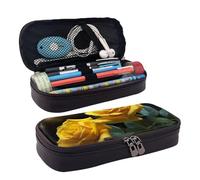 YoupO Astuccio portapenne da donna, organizer per penne e matite, per ufficio e casa, belle rose gialle, Nero , Taglia unica, Organizer per borse