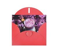Youpo Biglietto di auguri con fiori viola stampati con bevande biglietti di ringraziamento con buste biglietto di auguri da utilizzare per Natale, compleanno, San Valentino