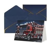 Youpo Biglietto di auguri stampato con camion dei vigili del fuoco e di salvataggio, biglietto di ringraziamento, biglietti con buste, da utilizzare per Natale, compleanno, San Valentino, feste