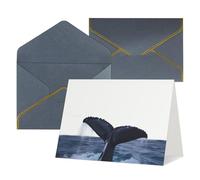 Youpo Biglietto di auguri stampato con coda di balena nel mare, biglietto di ringraziamento, biglietti con buste, da utilizzare per Natale, compleanno, San Valentino, feste, inviti per tutte le