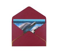 Youpo Biglietto di auguri stampato con due delfini nell'acqua, biglietto di ringraziamento, biglietti con buste, da utilizzare per Natale, compleanno, San Valentino, feste, inviti per tutte le