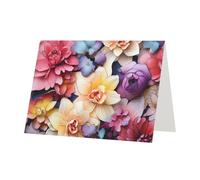 Youpo Biglietto di auguri stampato con fiori colorati, biglietto di ringraziamento, biglietti con buste, da utilizzare per Natale, compleanno, San Valentino, feste, inviti, tutte le occasioni