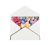 Youpo Biglietto di auguri stampato con fiori colorati, biglietto di ringraziamento, biglietti con buste, da utilizzare per Natale, compleanno, San Valentino, feste, inviti, tutte le occasioni