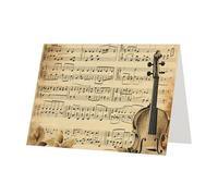 Youpo Biglietto di auguri stampato con note musicali su carta vecchia, biglietto di ringraziamento, biglietti con buste, da utilizzare per Natale, compleanno, San Valentino, feste, inviti per tutte le