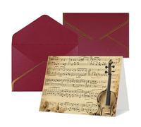 Youpo Biglietto di auguri stampato con note musicali su carta vecchia, biglietto di ringraziamento, biglietti con buste, da utilizzare per Natale, compleanno, San Valentino, feste, inviti per tutte le