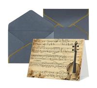 Youpo Biglietto di auguri stampato con note musicali su carta vecchia, biglietto di ringraziamento, biglietti con buste, da utilizzare per Natale, compleanno, San Valentino, feste, inviti per tutte le