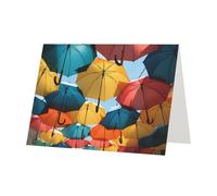 Youpo Biglietto di auguri stampato con ombrelli colorati, biglietto di ringraziamento, biglietti con buste, da utilizzare per Natale, compleanno, San Valentino, feste, inviti per tutte le occasioni