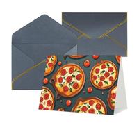 Youpo Biglietto di auguri stampato con pizza, biglietto di ringraziamento, biglietti con buste, da utilizzare per Natale, compleanno, San Valentino, feste, inviti, tutte le occasioni