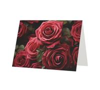 Youpo Biglietto di auguri stampato con sfondo di rose, biglietto di ringraziamento, biglietti con buste, da utilizzare per Natale, compleanno, San Valentino, feste, inviti, tutte le occasioni