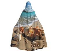 YoupO Mantello con cappuccio stampato con stelle marine sulla spiaggia, per adulti con cappuccio, mantello per uomini e donne, mantello con cappuccio per Halloween, feste di Natale, costumi cosplay