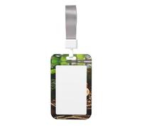 YoupO Porta badge con stampa di foglie verdi e caffè, porta badge per cordino, per ufficio, scuola, carte di credito, patenti di guida e abbonamenti, bianco