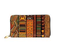 YoupO Portafoglio africano a righe per le donne borsa in pelle con cerniera tasche portamonete borsa moda, Nero , Taglia unica
