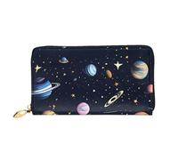 YoupO Portafoglio da donna lungo pochette portafoglio in microfibra pelle cerniera da viaggio borsa lunga The Solar Family stampato portafoglio mobile, nero, taglia unica, contemporaneo