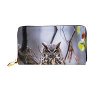 YoupO Portafoglio da donna lungo pochette portafoglio in microfibra pelle cerniera viaggio lungo borsa gufo su un ramo stampato portafoglio mobile, nero, taglia unica, contemporaneo