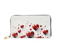 YoupO Portafoglio da donna lungo pochette portafoglio in microfibra pelle cerniera viaggio lungo borsa romantica Love'S stampato portafoglio mobile, nero, taglia unica, contemporaneo