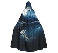 YoupO Riflessione di montagna innevata sul corpo d'acqua sotto il mantello stampato con cappuccio, mantello per adulti con cappuccio per uomini e donne, mantello con cappuccio per Halloween, feste di