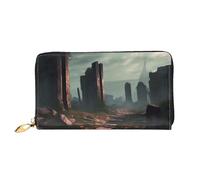 YoupO Ruins, portafoglio da donna in pelle con cerniera, tasche portamonete, borsa alla moda, Nero , Taglia unica