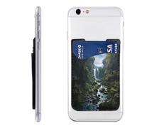 YoupO Waterfall Cliff - Porta carte di credito in pelle con stampa di scogliera, supporto per carte di credito per retro del telefono, compatibile con la maggior parte dei telefoni cellulari (iPhone