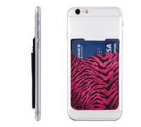 YoupO Zebra Tiger Leopard Pink Printed Phone Card Holder,Portafoglio in pelle Stick On,Porta carte per il retro del telefono, compatibile con la maggior parte dei telefoni cellulari (iPhone, Android