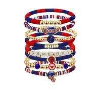 Your Always Charm Braccialetti per il giorno del gioco da donna braccialetto da baseball impilabile Heishi argilla perline braccialetti elasticizzati calcio baseball outfit gioielli accessori