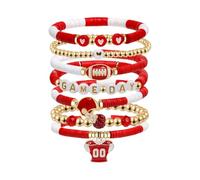 Your Always Charm Braccialetti per il giorno del gioco da donna braccialetto da baseball impilabile Heishi argilla perline braccialetti elasticizzati calcio baseball outfit gioielli accessori