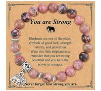 Your Always Charm Braccialetto con elefante, da donna, resistente, con perline in pietra naturale, braccialetto ispiratore, regalo di incoraggiamento di compleanno per figlia e amici, Zinco, Nessuna