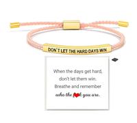 Your Always Charm Braccialetto motivazionale con scritta in lingua inglese "Remember Who The F You Are Don't Let The Hard Days Win", da donna, con corda intrecciata, idea regalo ispiratrice