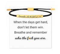 Your Always Charm Braccialetto motivazionale con scritta in lingua inglese "Remember Who The F You Are Don't Let The Hard Days Win", da donna, con corda intrecciata, idea regalo ispiratrice