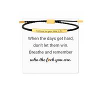Your Always Charm Braccialetto motivazionale con scritta in lingua inglese "Remember Who The F You Are Don't Let The Hard Days Win", da donna, con corda intrecciata, idea regalo ispiratrice