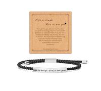 Your Always Charm Braccialetto motivazionale con scritta in lingua inglese "Remember Who The F You Are Don't Let The Hard Days Win", da donna, con corda intrecciata, idea regalo ispiratrice