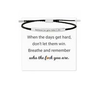 Your Always Charm Braccialetto motivazionale con scritta in lingua inglese "Remember Who The F You Are Don't Let The Hard Days Win", da donna, con corda intrecciata, idea regalo ispiratrice
