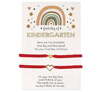 Your Always Charm Braccialetto per il primo giorno di scuola, fatto a mano, per il rientro a scuola, con scritta "Mommy and Me", braccialetti coordinati a forma di cuore, per madre, figlia, figlio