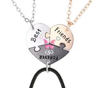 Your Always Charm Collana dell'amicizia per 3 collane con sole, luna, stella, migliore amica, collane per donne, sorelle, gioielli per sempre regali, Ottone, Ottone.