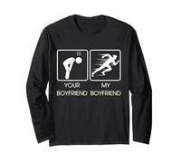 Your Boyfriend vs My Boyfriend Funny Marathon Running Design Maglia a Manica