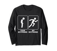 Your Boyfriend vs My Boyfriend Funny Marathon Running Design Maglia a Manica