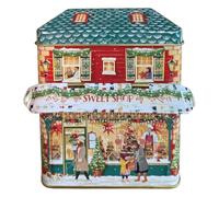 your castle Barattolo di latta a forma di casa con baldacchino Winter Sweet Shop per biscotti, cioccolatini, 12 x 6,5 x 15 cm, vol.: 1 l