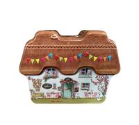 your castle Barattolo di latta a forma di un classico cottage, scatola decorativa retrò, 17 x 12 x 4,5 cm, vol.: 600 ml