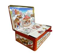 your castle Barattolo di latta grande pop-up per biscotti di Natale, cioccolatini, volume: 3,8 l, dimensioni: 28 x 18 x 8 cm