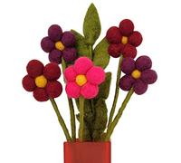 your castle Bouquet di 5 fiori in feltro fatti a mano e 1 ast, commercio equo, decorazione sostenibile in feltro, fiori artificiali realistici, fiori tessili, set di feltro, fiori di stoffa, fiori di