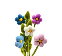 your castle Bouquet di 5 fiori in feltro fatti a mano e 1 ramo, commercio equo e solidale, decorazione sostenibile in feltro, fiori artificiali realistici, fiori tessili, set di fiori in feltro, fiori