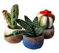 your castle Cancun - Set di 3 piante grasse e cactus, piante artificiali in feltro, commercio equo, decorazione sostenibile in feltro, fiori artificiali realistici, fiori di feltro, altezza circa 12
