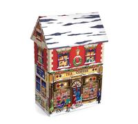 Your Castle Scatola metallica a forma di casa con tettoia - Caffè e tè invernali - Barattolo per biscotti - Scatola decorativa retrò - 14 x 7,5 x 21 cm - Capacità: 1,6 l
