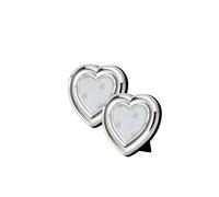 Your Castle Set di 2 Cornici per Foto a Forma di Cuore in Metallo Argentato 9 x 9 cm, a Forma di Cuore, per Foto 5 x 6 cm, Argentato Antiossidante
