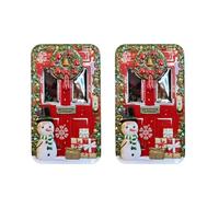 your castle Set di 2 scatole decorative per biscotti - Piccola scatola da porta con finestra rossa - Per biscotti di Natale, cioccolatini, cioccolatini - Circa 15 x 9 x 4,5 cm - Volume: 500 ml