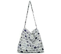 YOUR COZY Borsa a tracolla da donna retrò di grandi dimensioni in cotone, borsa a tracolla casual per shopping e viaggi, Neko Cat, Large