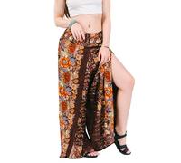 YOUR COZY Harem Pantaloni Yoga per le Donne Palazzo Beach Wear Gamba Larga Boho Hippie Bohemian Aladdin Genie, Fiori marroni, S