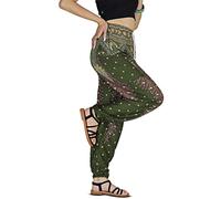 Your Cozy Harem Pants - Pantaloni da Donna con Coulisse Stampati, Motivo Elefante, Stile Bohémien, per Yoga, Spiaggia, Foresta di pavoni, S