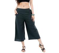 YOUR COZY Pantaloni da donna a palazzo, casual, con elastico in vita, in cotone, a gamba larga, morbidi e comodi, Grigio scuro, S