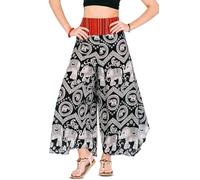 Your Cozy Pantaloni Palazzo Estivi Donna - Gamba Larga in Rayon con Decorazione Tribale in Cotone - Stile Boho per Vacanze e Spiaggia